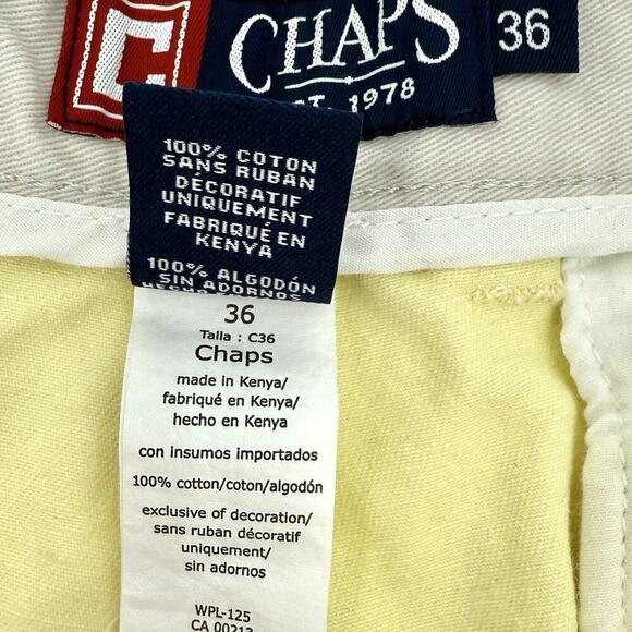 Chaps Mens Size 36 Shorts Flat Front Bermuda Pastel Yellow Solid Casual Cotton - Picture 5 of 6